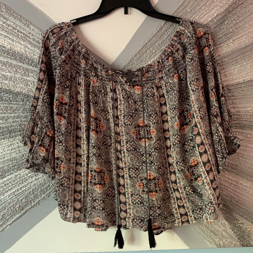 Colorful off the shoulder blouse